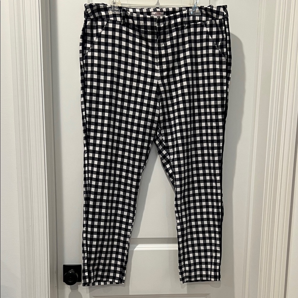Womens Black and White Merona‎ Checkered Pants Size 16